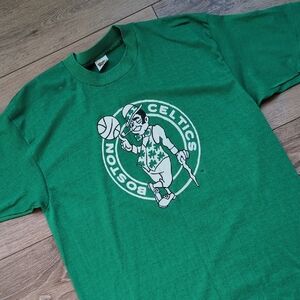 Vintage Single‎ Stiitch Boston Celtics Green Logo T-Shirt - USA Made - Trench XL